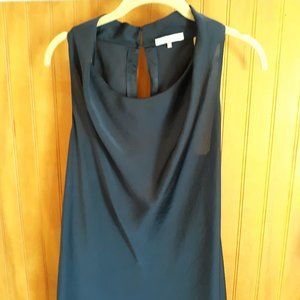 DRESSY NAVY BLUE SATIN SLEEVELESS BLOUSE - MEDIUM
